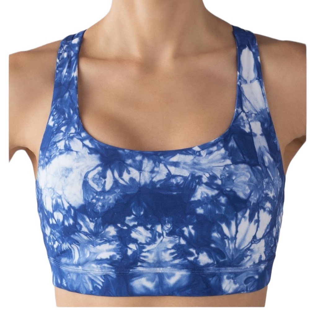 Lululemon Energy Bra Shibori in Varsity Blue & White - Sz 6 Yoga Santorini
